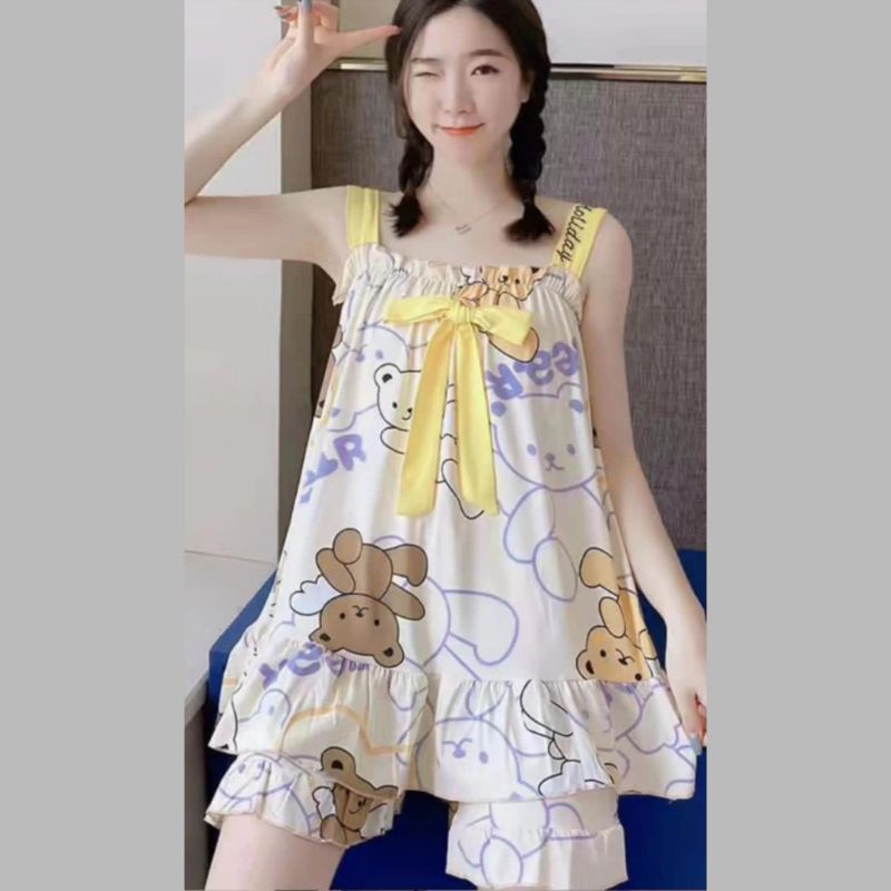BAJU TIDUR WANITA STELAN HP TANKTOP / PIYAMA SET PENDEK TANKTOP