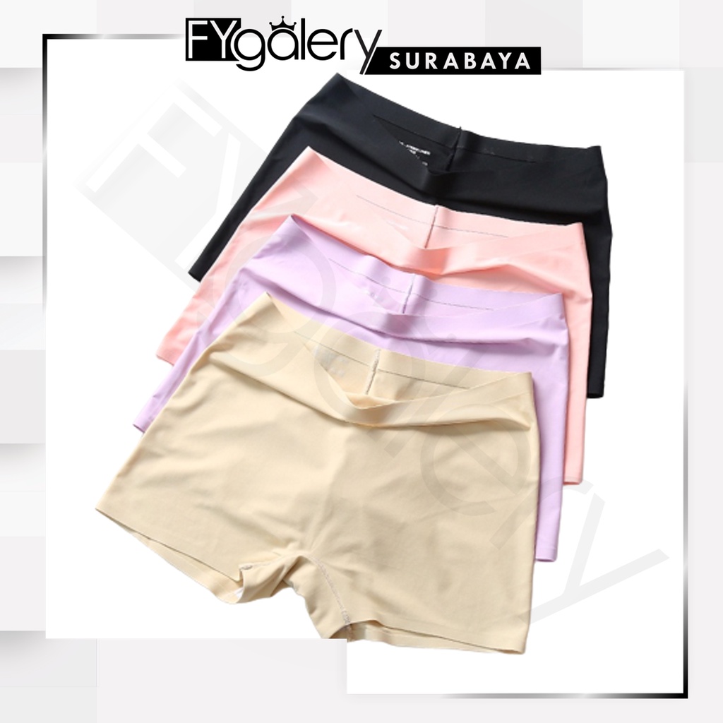 FYGALERYSURABAYA W224 Celana Short Wanita Seamless Bahan Lembut Tipis Sejuk Pakaian Dalam Boxer Perempuan