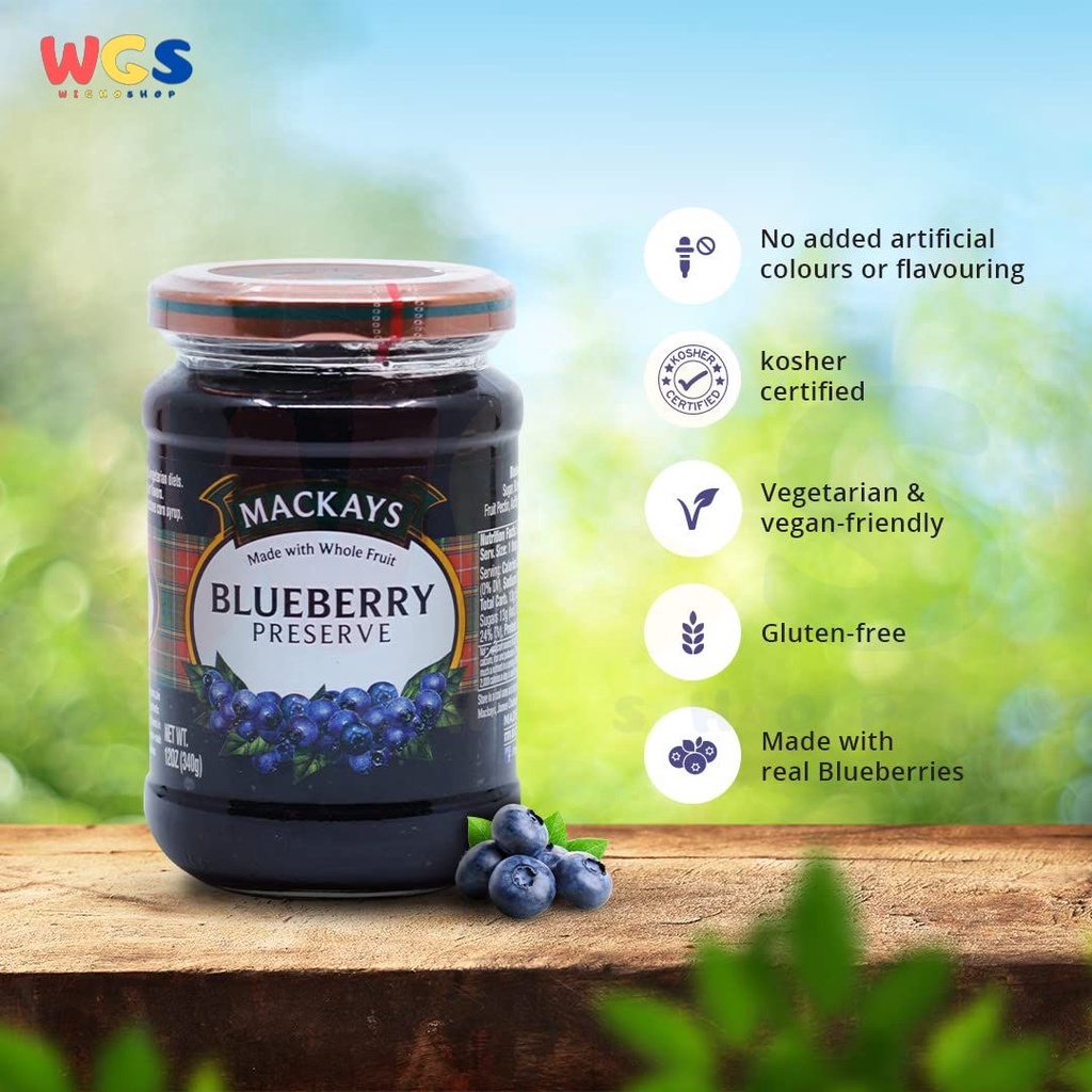 Selai Mackays Blueberry Preserve Jam 340 gr - Selai Bluberry