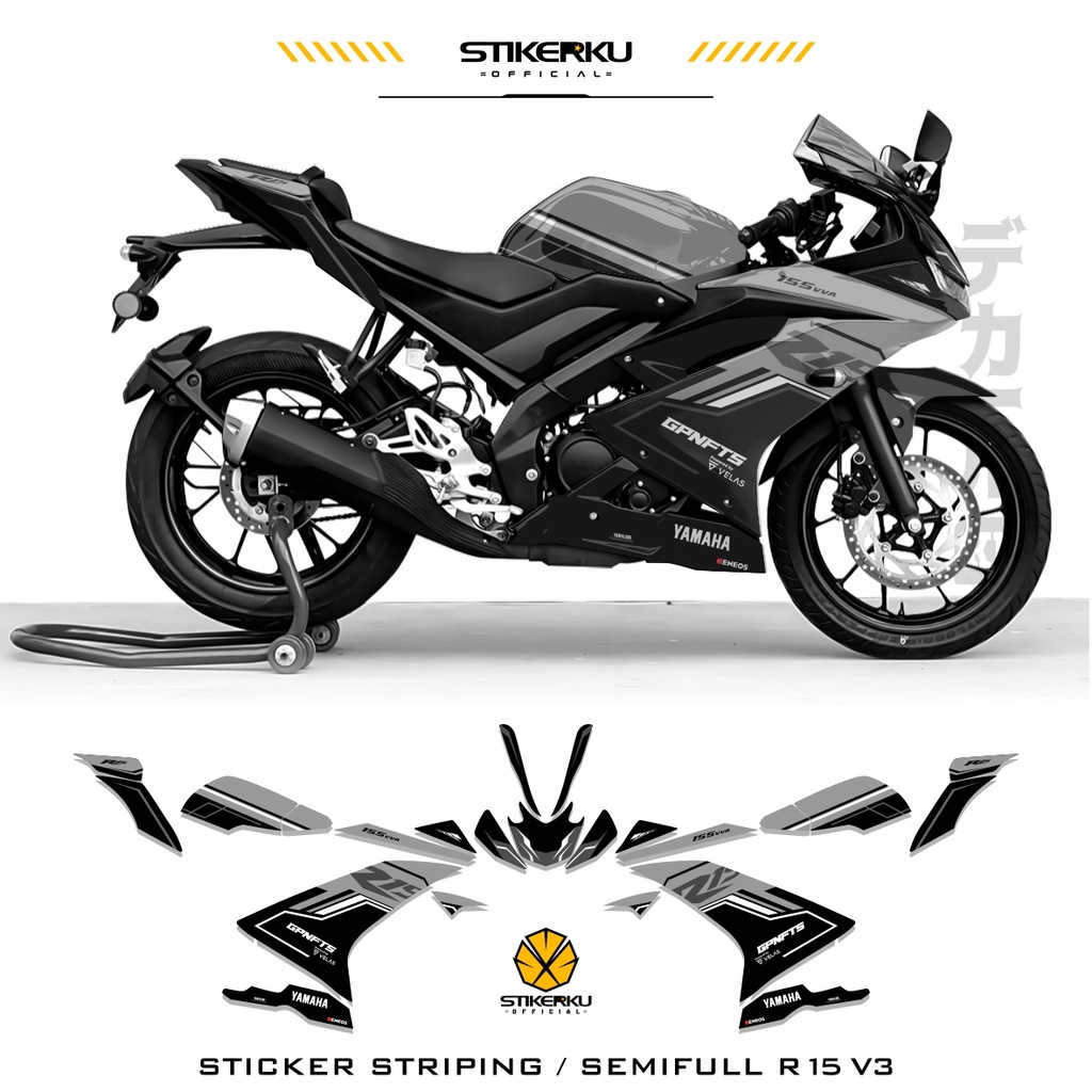 RK STRIPING R15 V3 SEMIFULL / R15 V3 MOTIF 16 SIMPLE DASAR WARNA / SEMIFULL R15 V3 / R15 V3 / STOCK