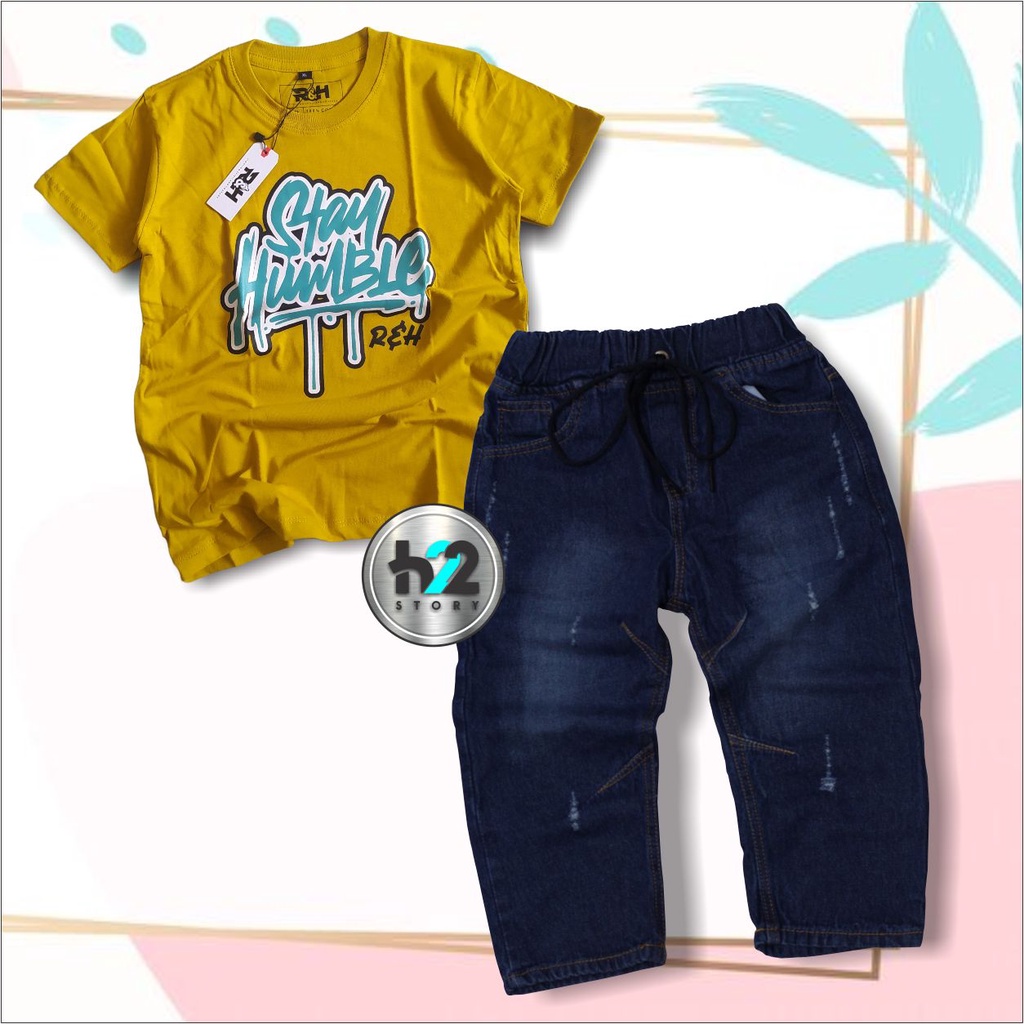Setelan Celana Panjang Anak Bahan Jeans Untuk Usia 3-12Tahun by Him22Story