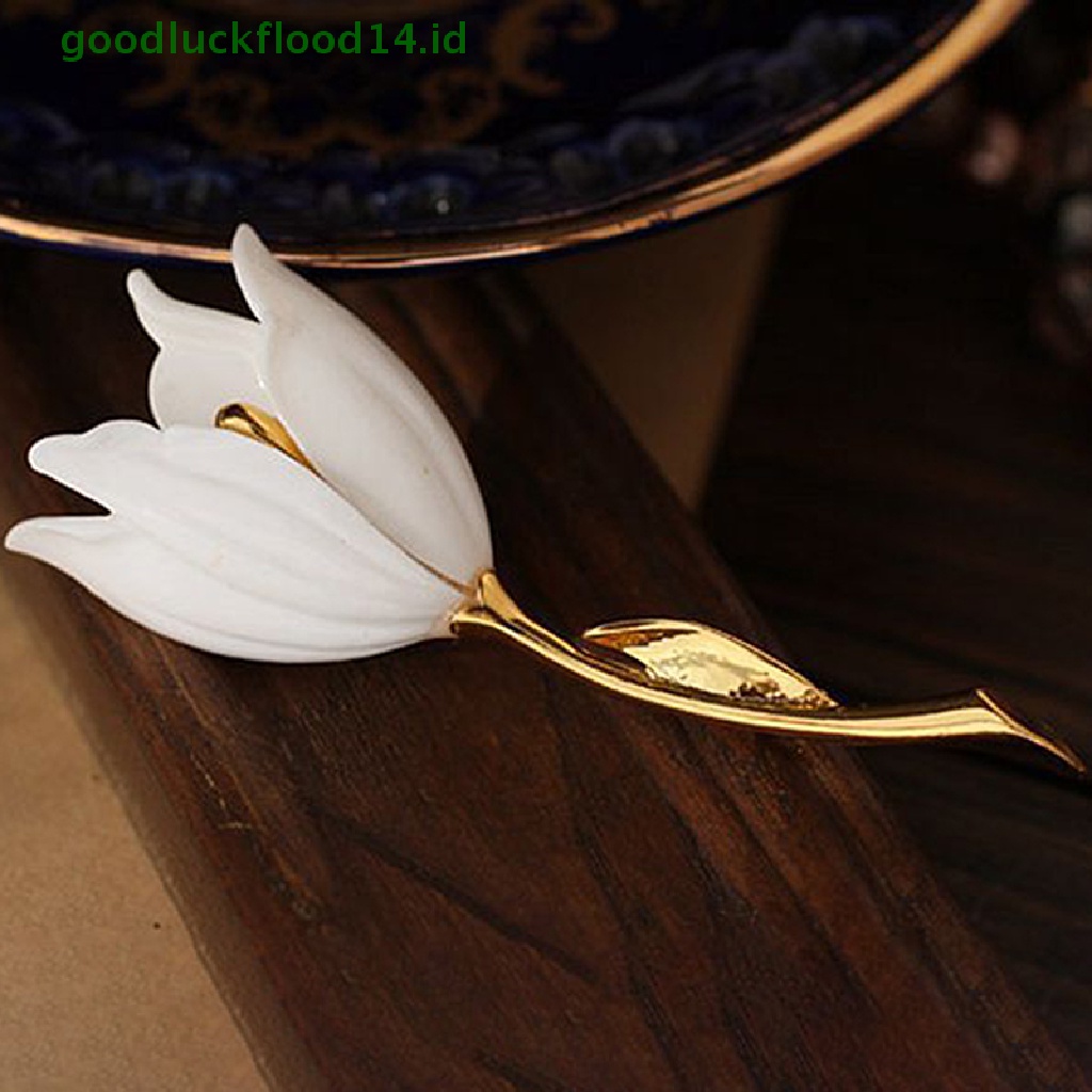 [GOOGFOUR] Bunga Tulip Enamel Bros Pin Kerah Lapel Syal Dekorasi Perhiasan Garment Jewelry [TOP]