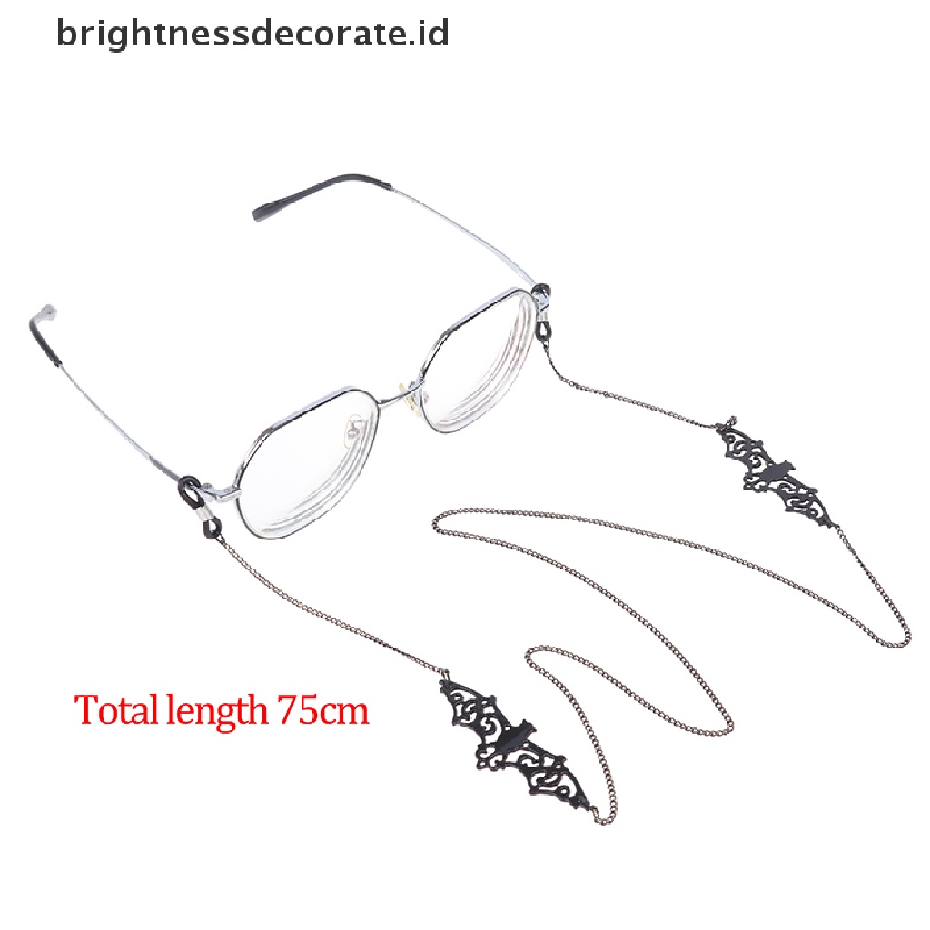 [Birth] Retro Hitam Kelelawar Sunglass Rantai Lanyard Aksesoris Kacamata Kacamata Baca [ID]