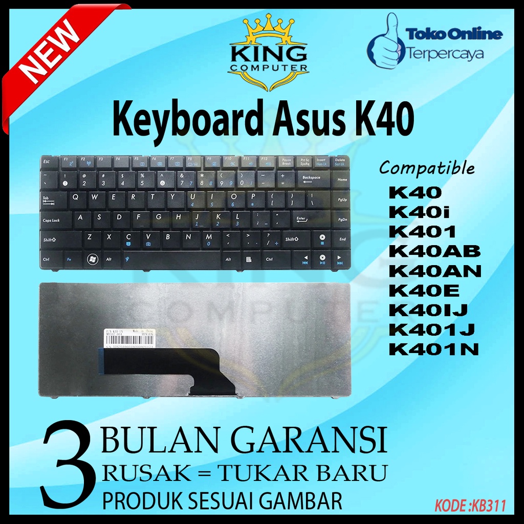 Keyboard Asus K40 K40i K401 K40AN K40E K40IJ K401J K401N Hitam