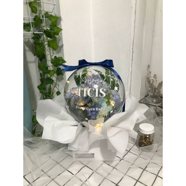 Bloom Box Balon Abadi Malang/ Bunga Artificial Palsu/Balon Akrilik/ Wisuda Grand Opening Store/ Tabl