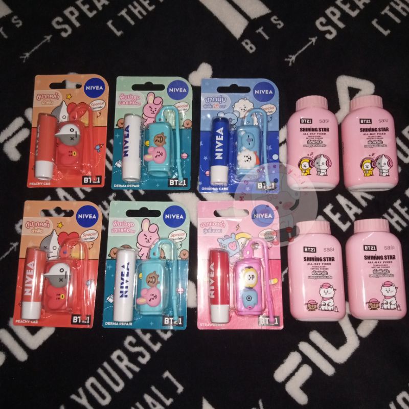 (New/ baru) Nivea x BT21 x Sasi Shining Star Translucent Setting Powder Bedak Pelembab Bibir Lip Bal