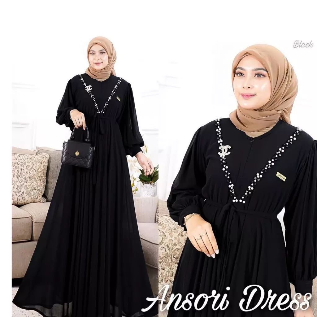 Ansori dress Gamis kondangan mewah bahan ceruty dress remaja muslimah gamis kekinian terbaru 2023