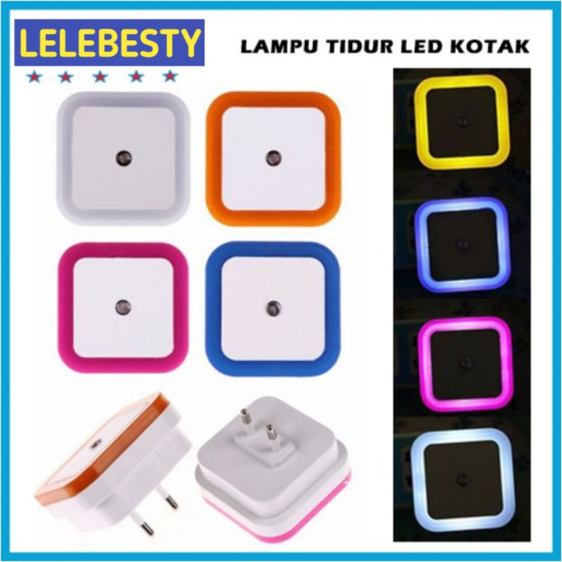 Lampu Tidur LED Otomatis Sensor Cahaya Colok Listrik Dinding Model Persegi Kotak Dekorasi Ruangan