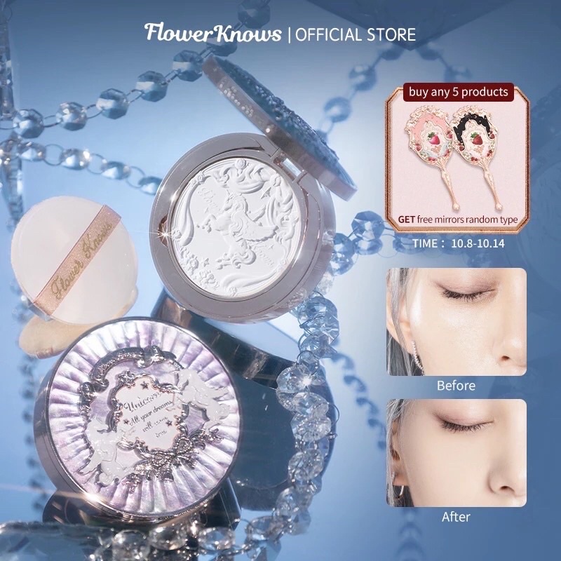 flower knows unicorn series embossed pressed setting powder makeup