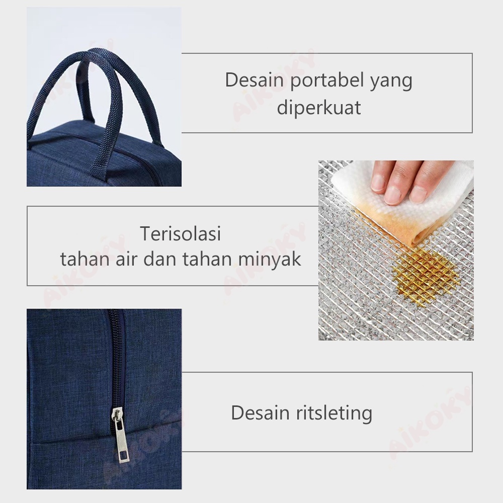 Aikoky Tas Bekal Makanan Lunch Cooler Bag Anti Air Aluminium Foil