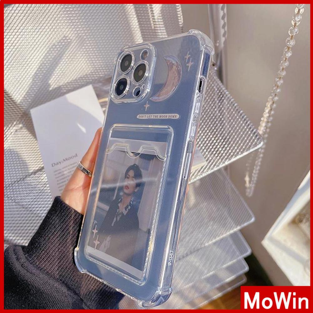 For iPhone 14 Pro Max iPhone Case Card Holder Card Storage Clear Case TPU Soft Case Shockproof Cover Camera The Moon Compatible with iPhone 11 12 13 Pro Max 7Plus XR XS MAX 7 8