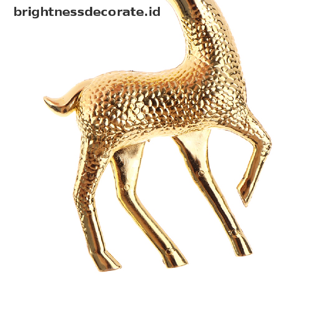 [Birth] 1pc Natal Elk Plastik Golden Cake Topper Dessert Dekorasi Hadiah Anak [ID]