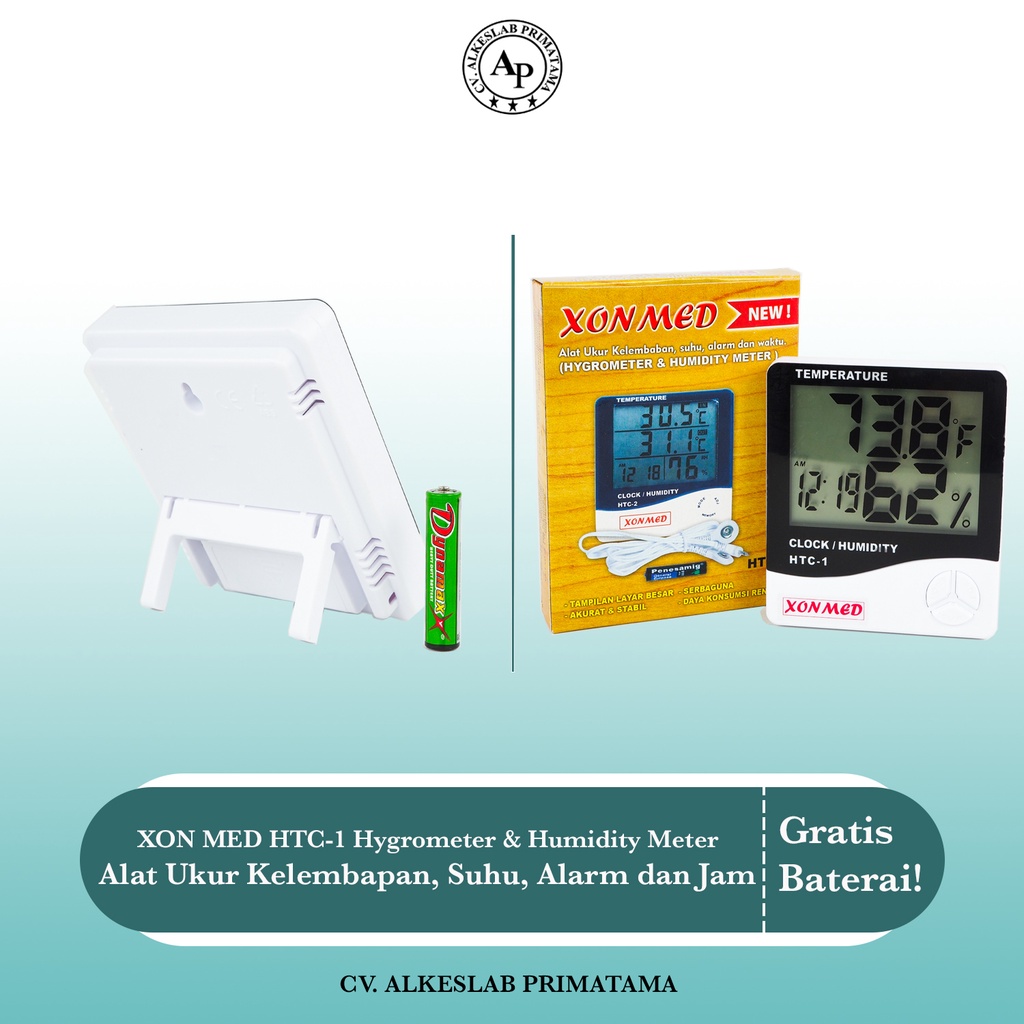 Thermometer ruangan digital / Xonmed Hygrometer & Humadity Meter HTC-1