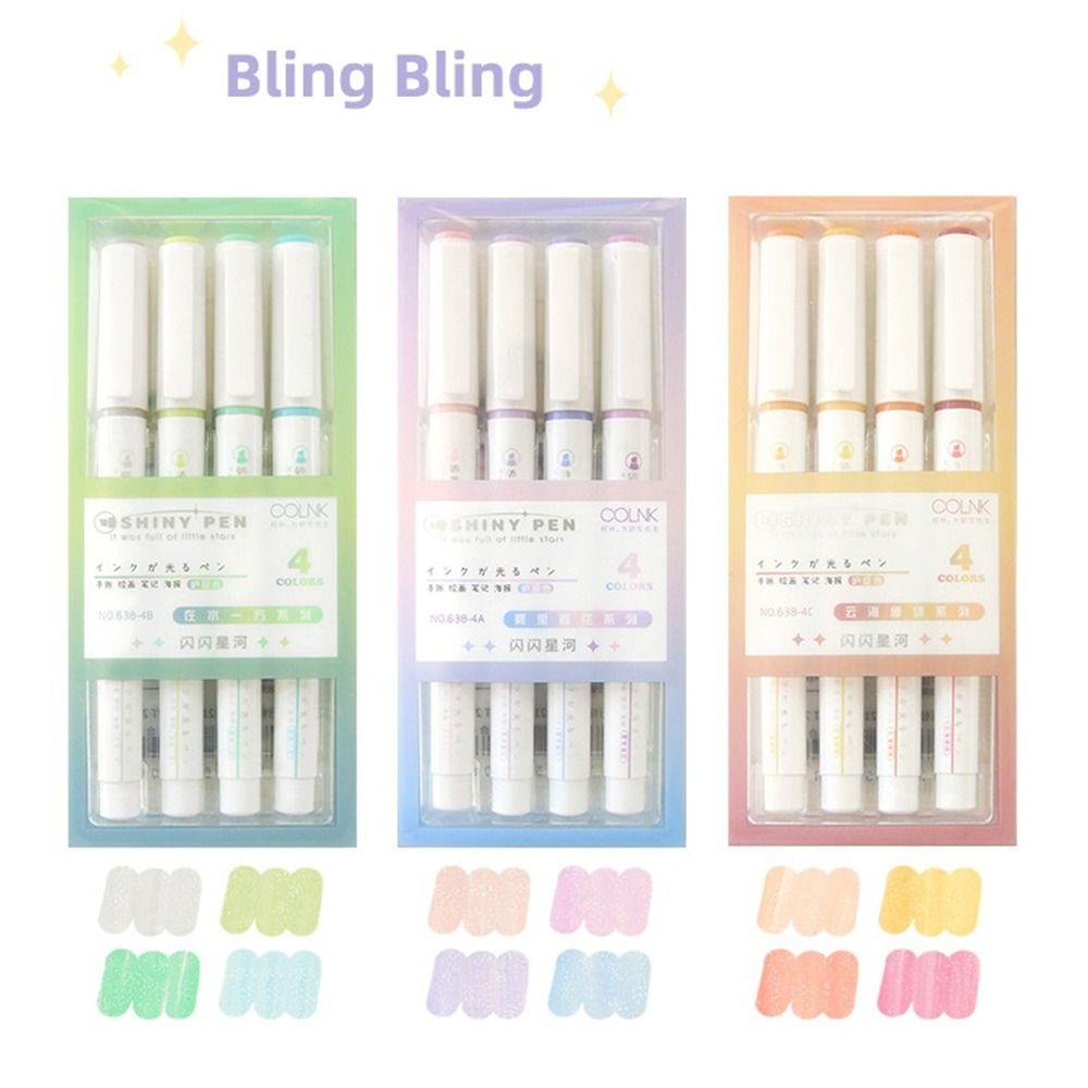 Agustina Bling Stabilo Pen Set Tahan Lama Vintage Kantor Sekolah Perlengkapan Siswa Alat Tulis DIY Diary Album 4 mm Kuas Lukisan Pena Gambar