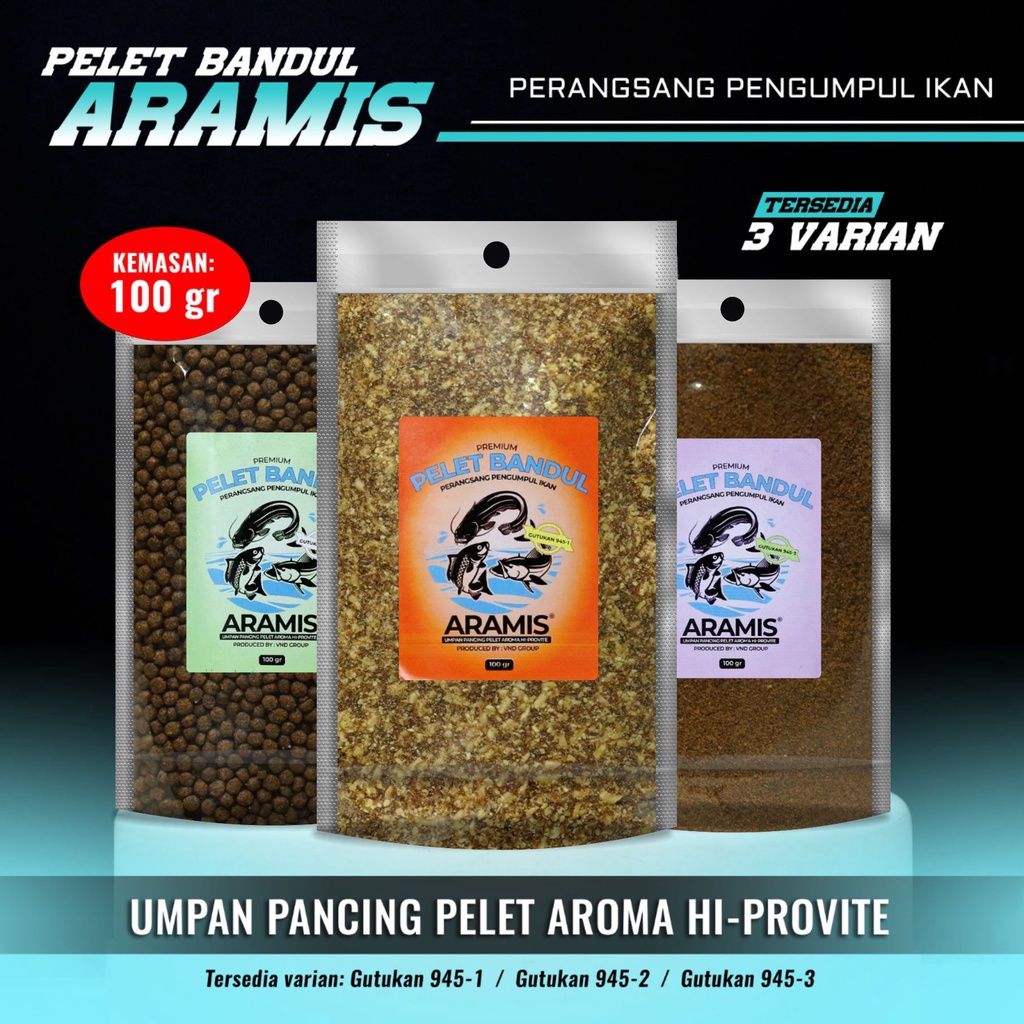 UMPAN PANCING PELET BANDUL ARAMIS GUTUKAN 945 KEMASAN 100 GRAM UNTUK GALATAMA KOLAM DAN LOMBA