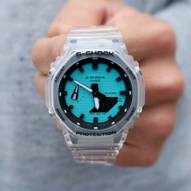 Casio G-shock AP Tiffany Blue With White Index Ring Casioak Gshock GA2100 GA-2100 Modified Tiffany Blue