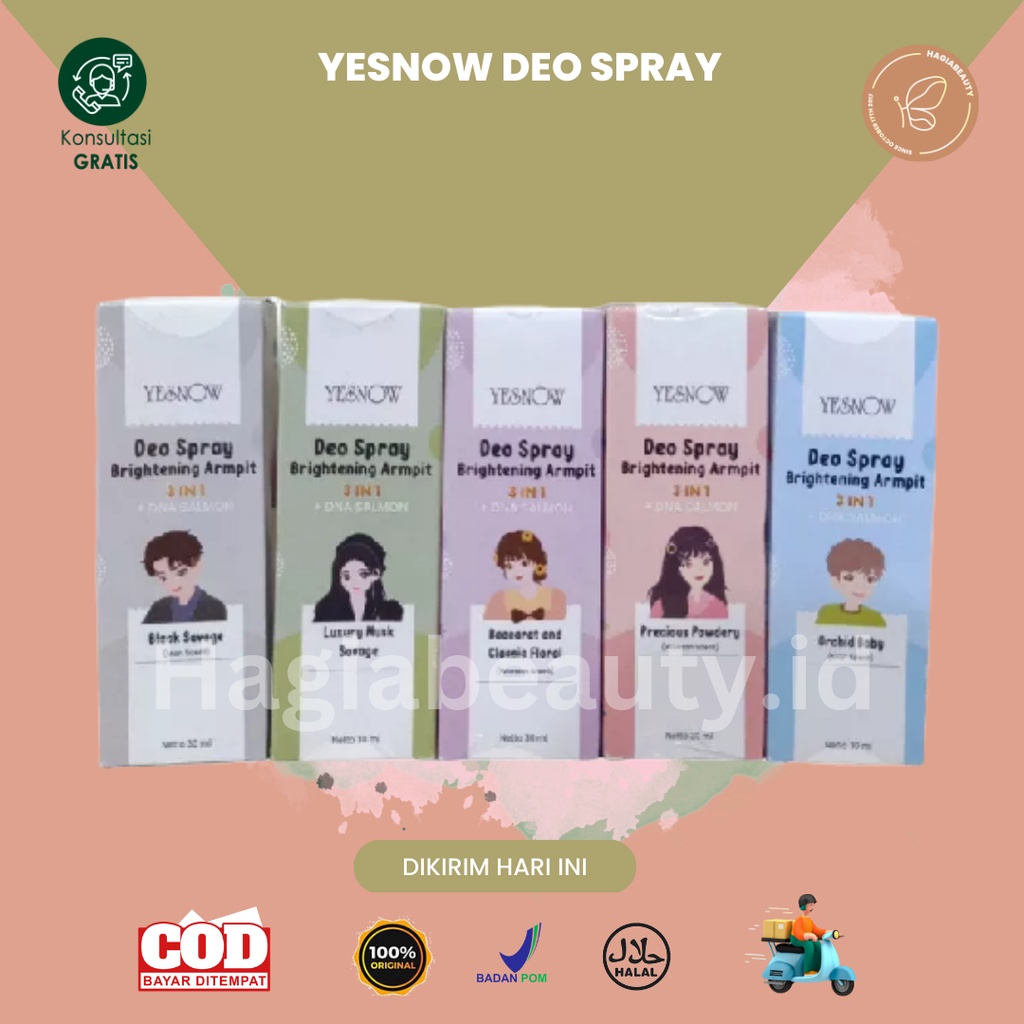 Bisa COD - DEO SPRAY BRIGHTENING ARMPIT YESNOW - Deodorant Spray Semprot