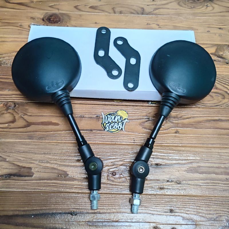 SPION VESPA BULAT HITAM VESPA PX NPX KOMPLIT BRACKET SPION EURO