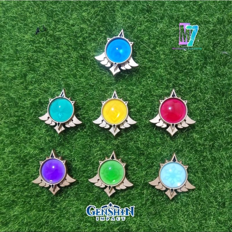 Genshin Impact Vision Keychain PIN Brooch Magnet Mondsadt Glow in The Dark