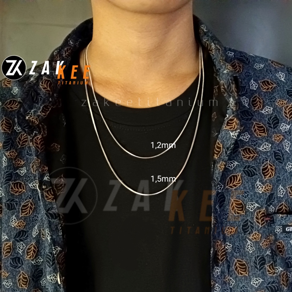 Kalung Pria Wanita Titanium Anti Karat Silver Perak Emas Putih Cowok Cewek Keren Laki-laki Remaja Panjang 45cm 50cm 60cm