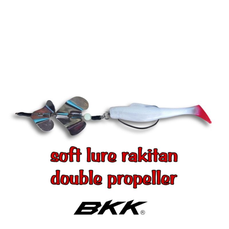 soft lure double propeller size 8cm buat ikan toman dan gabus