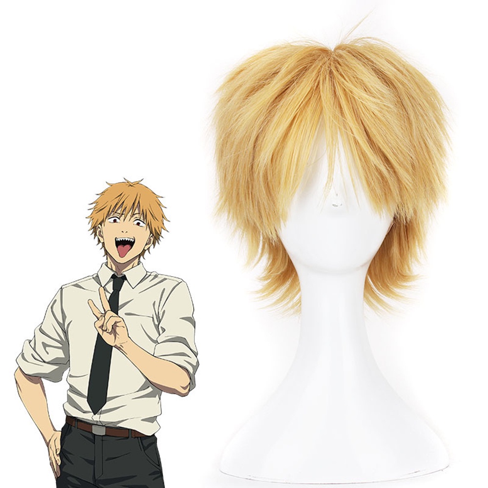 [COD Tangding] Chainsaw Man Karakter Anime Jepang Cosplay Wig Rambut Emas Wig Aksesoris