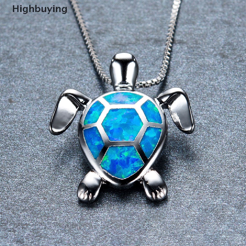 Hbid Lucu Api Opal Sea Turtle Pendant Choker Rantai Kalung Wanita Perhiasan Hadiah Glory