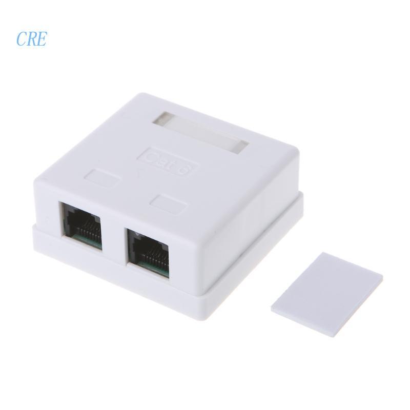 Cre Kotak Junction Konektor RJ45 2port Untuk Desktop Extension CAT6 Cat6e 8P8C