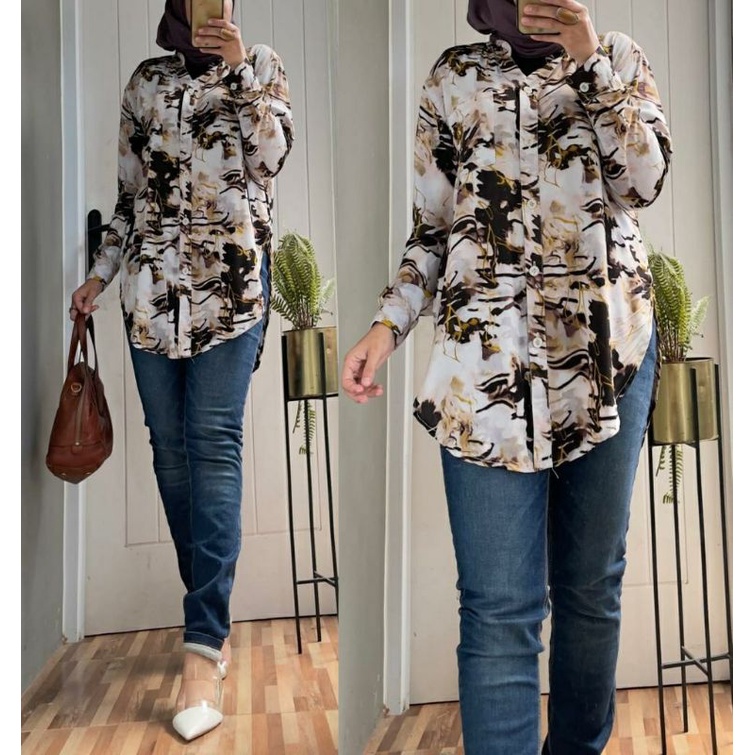 Kemeja Zara #6, KEMEJA/BLOUSE WANITA CANTIK MODIS FIT XXL LD 114 BAHAN KATUN RAYON IMPORT TERMURAH OOTD KEKINIAN TERLARIS