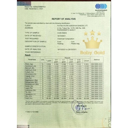 BABY GOLD Reguler Series 1 Gram Kemasan PVC TERMURAH TERLARIS Emas Mini Emas Batangan Logam Mulia Murni 24 Karat Bersertifikat Resmi Asli Original Tabungan Emas Souvenir Keren Mewah
