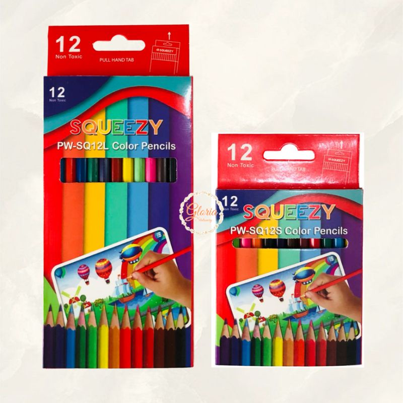 

Pensil 12 warna Squeezy/Pensil warna woodless Squeezy