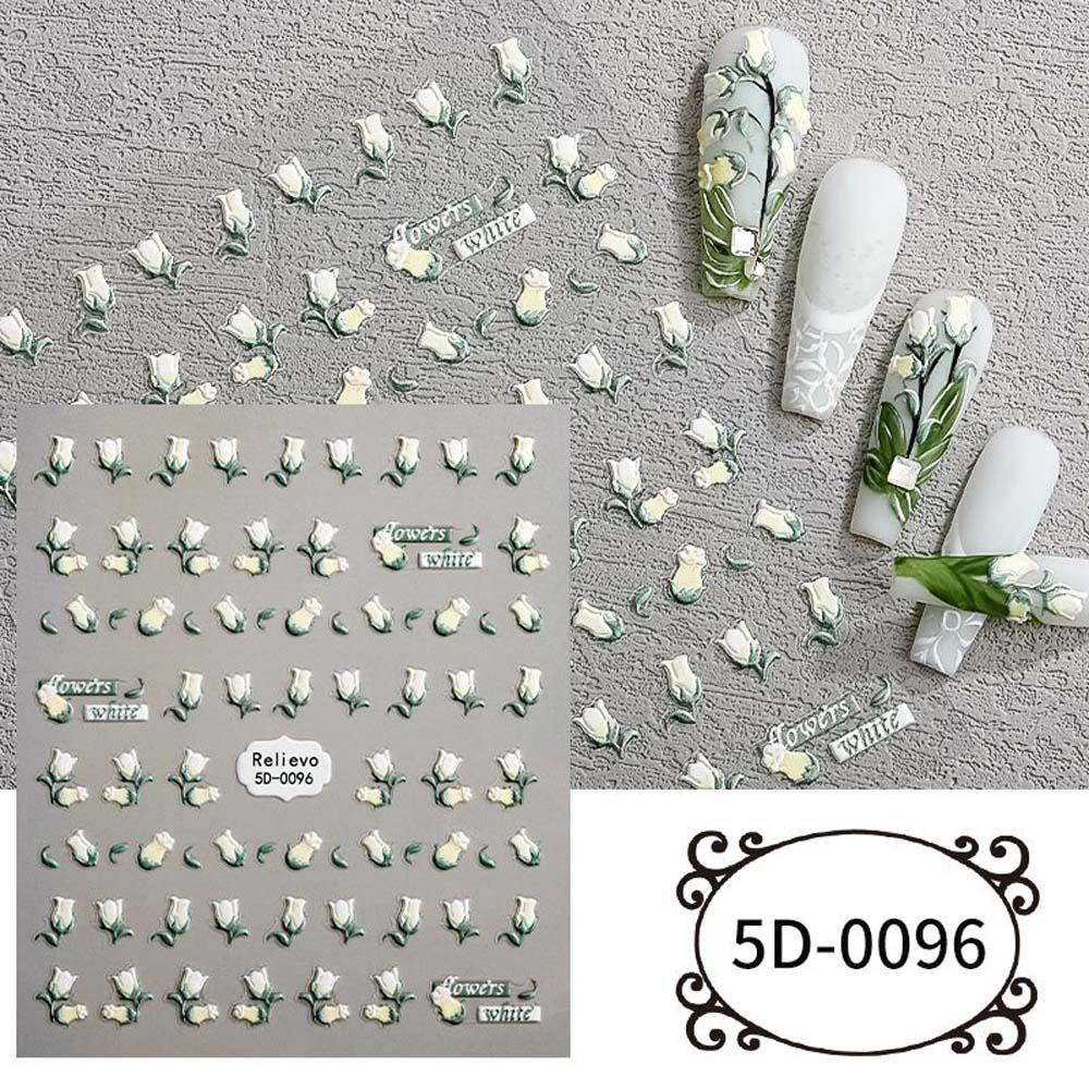 Mxbeauty Bunga Stiker Kuku Wanita Sweet Rose Flowers Valentine Day Nail Art Camellia Self Adhesive Nail Art Dekorasi