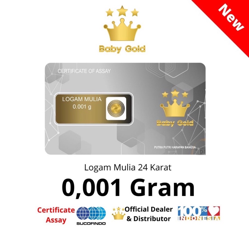 logam mulia baby gold emas mini murni 0,001 gram gift series