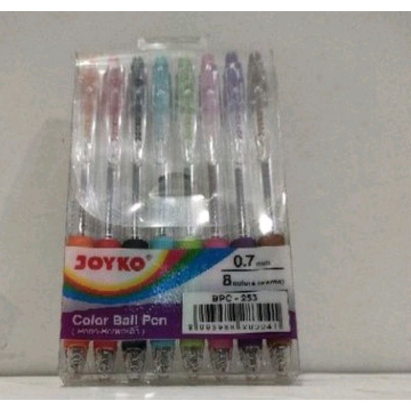 

Pen Warna Ballpoin 0.7mm 8 warna Joyko