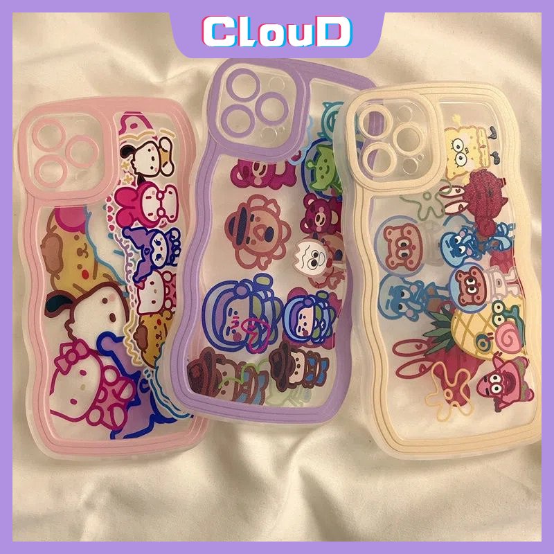 IPHONE Casing Ponsel Tepi Bergelombang Kartun Kompatibel Untuk Iphone11 13 12 14 Pro Max6 7 6s 14 8 Plus X XR XS Max SE 2020 Hewan Disney Lucu Shockproof Lembut Tpu Penutup Belakang SE 2020