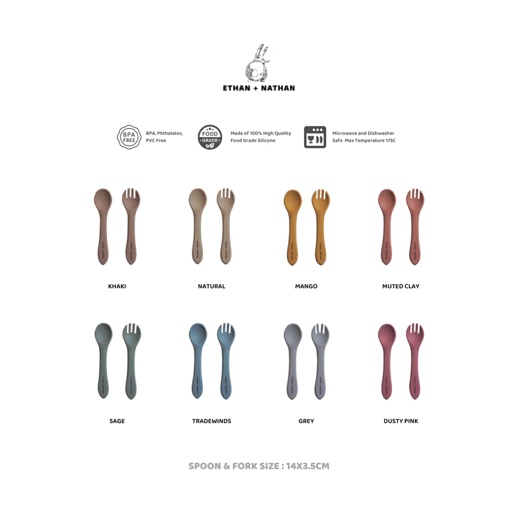 Ethan + Nathan Baby Silicone Spoon &amp; Fork