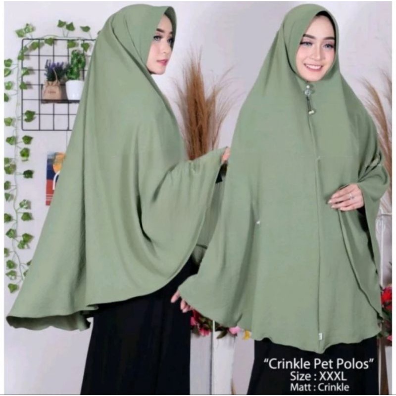 bergo maryam crinkle pet polos/hijab jumbo XXXl/kerudung pet polos