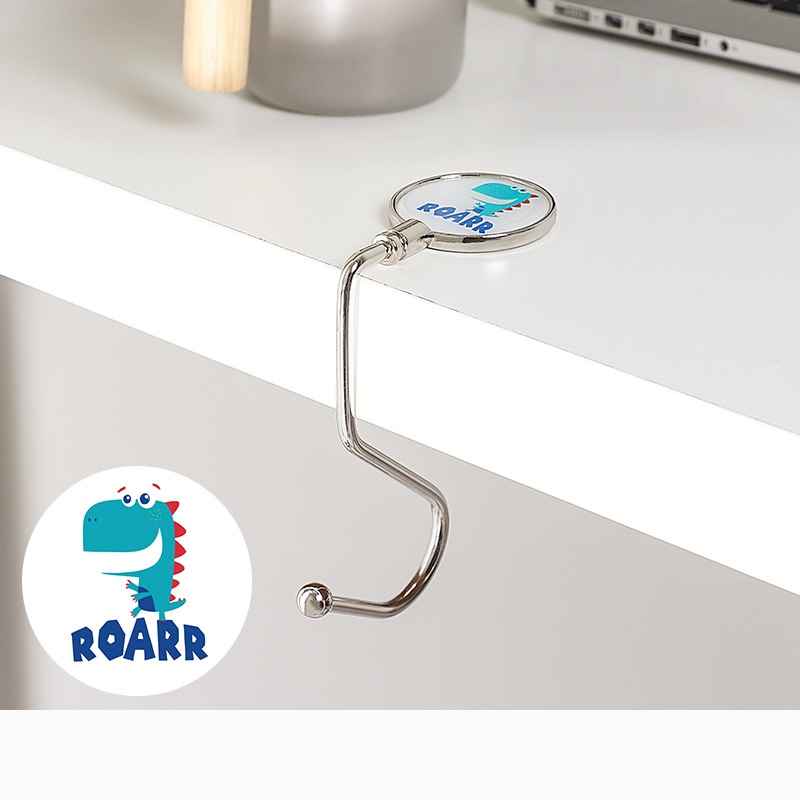 Rak Clutter Portabel Kait Logam Dapat Digunakan Kembali Pola Kartun Kait Non-slip Tas Sekolah Payung Beban-bearing Hooks Desktop Storage Hooks