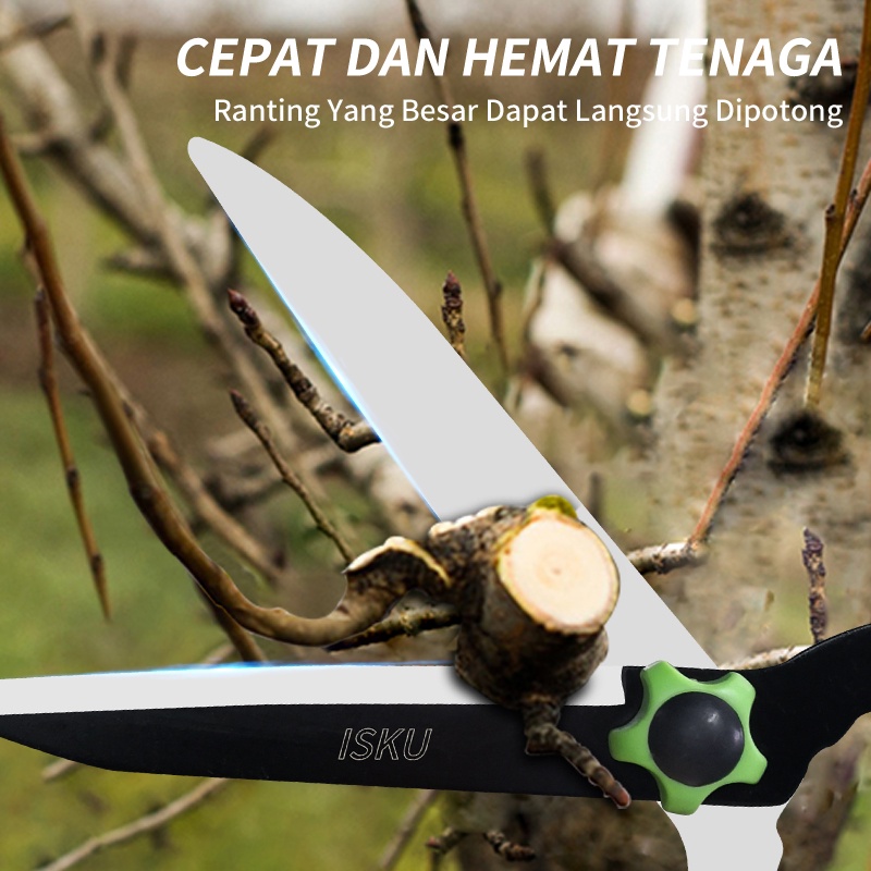 ISKU Gunting Rumput Taman Gunting tanaman gunting pangkas daun rumput dahan ranting Pegangan Karet