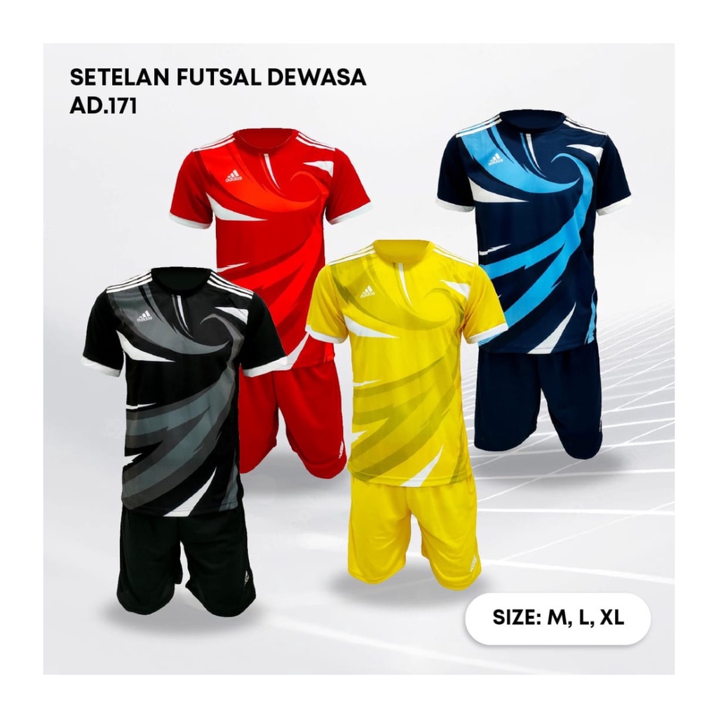 Kaos futsal pria AD171 setelan baju celana sepakbola jersey wanita dewasa t-shirt outfit seragam jarsey kostum olahraga pakaian apparel sport jersy jogging gym tenis hiking casual jersi print custom suit kuning