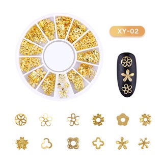 Manik XY Hias Kuku Rhinestone Gold Variasi TERLENGKAP / Wheel Rhinestone / Wheel Nail Art gold lengkap