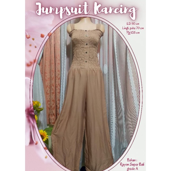 Jumpsuit kancing celana panjang //Jumpsuit kerut panjang // Jumpsuit kerut kancing