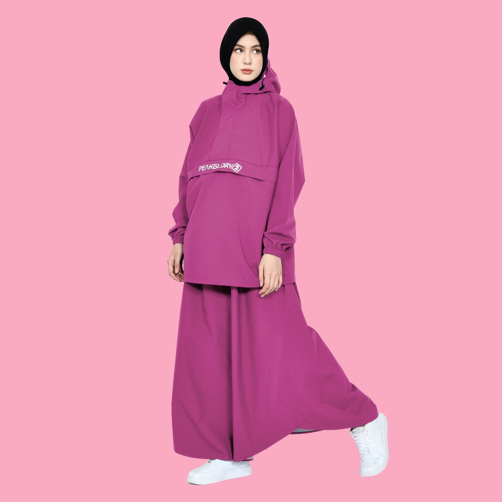 Jas hujan wanita Rok Mantel hujan setelan baju dan rok dewasa bahan Tebal kuat lentur anti rembes Model Saku Kangguru