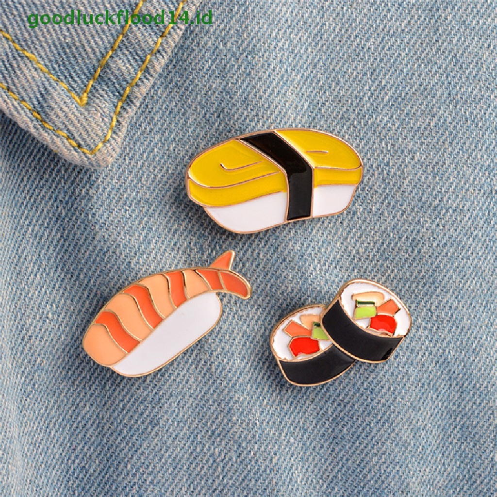 [GOOGFOUR] 3pcs/set Enamel Jepang Makanan Sushi Bros Pin Kemeja Kerah Lencana Pin Perhiasan [TOP]