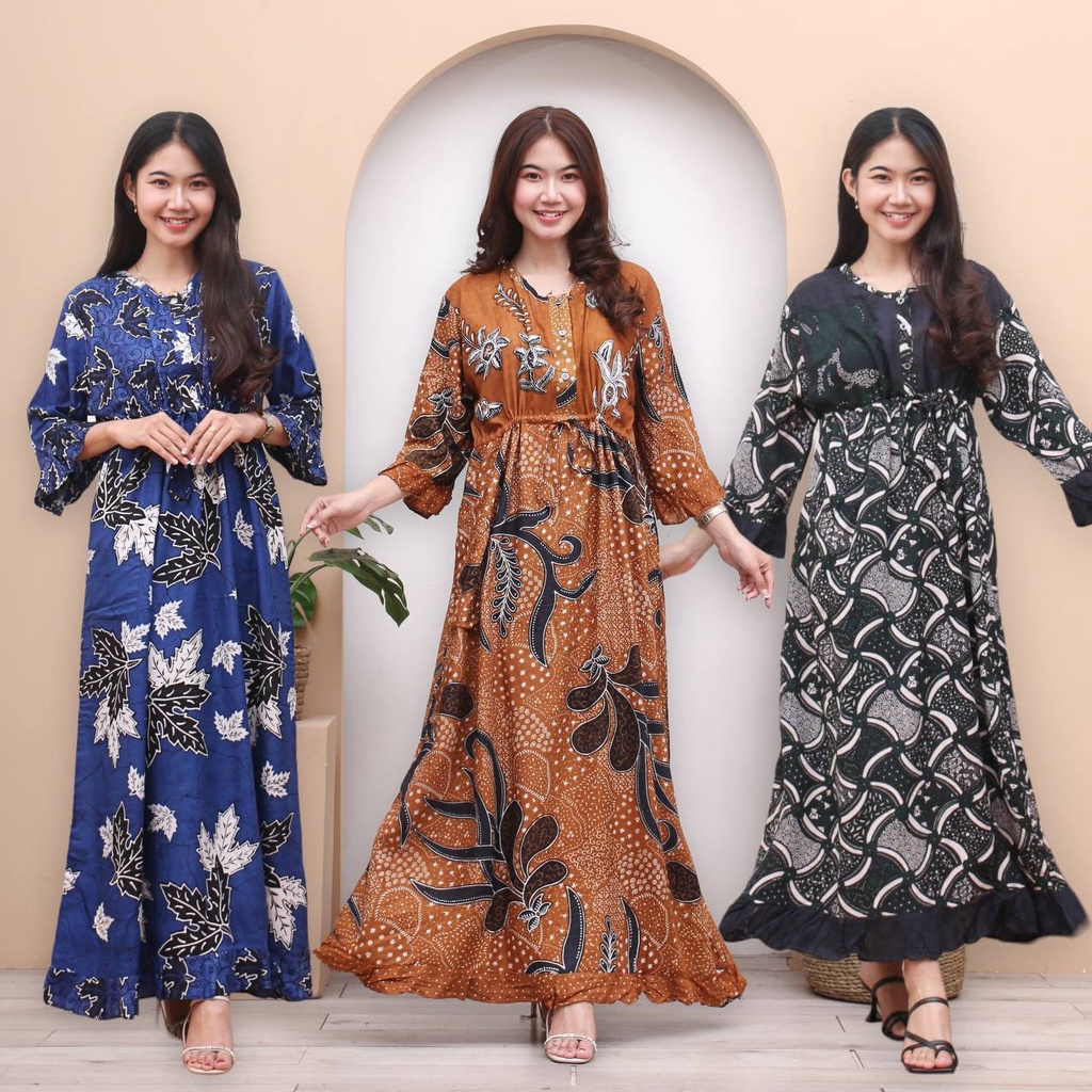 Longdres Batik Maura AURISTELA Daster busui  Baju batik  Baju tidur  Dress batik