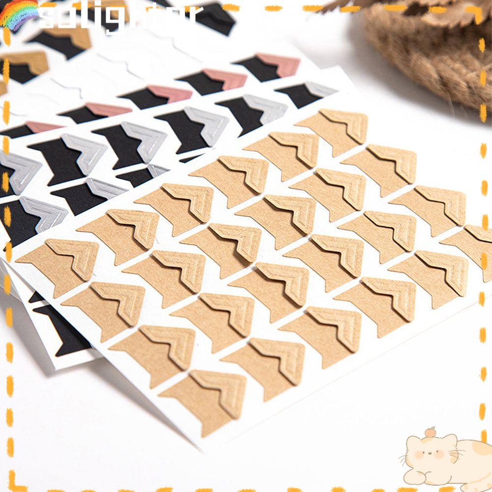 Solighter 24Pcs/Lot Stiker Sudut Multicolor Kraft Paper Vintage Dekorasi Scrapbooking