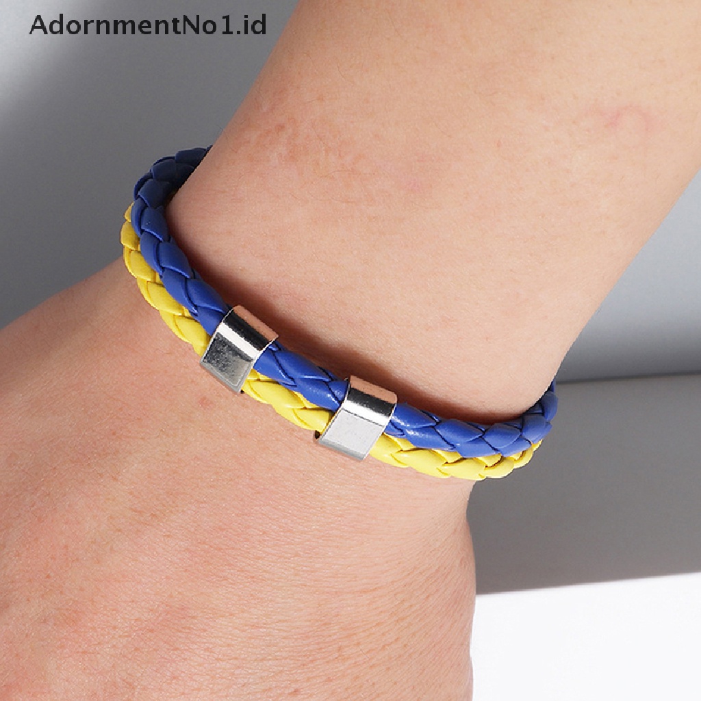 [AdornmentNo1] Couple Gelang Anyaman Multi-layer Biru Dan Kuning Gelang Warna Bendera [ID]