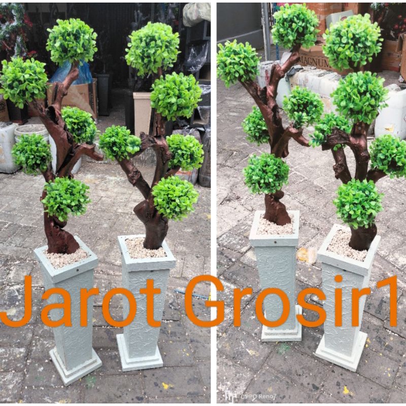 (COD) BONSAI JUMBO DENGAN POT BEBATUAN T 120CM // BUNGA HIAS ARTIFICIAL DEKORASI SUDUT RUANGAN