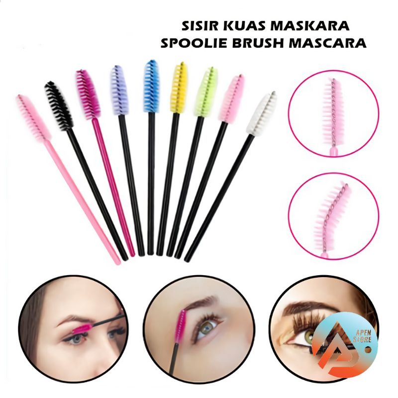 Sisir Kuas Maskara Spoolie Brush Maskara Wanita Wand Sikat Eyelash Extension Serbaguna