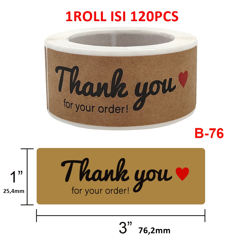 Serenity Sticker Thankyou 1Roll (120pcs) Label Segel Order Packing Motif Serbaguna - SLT05